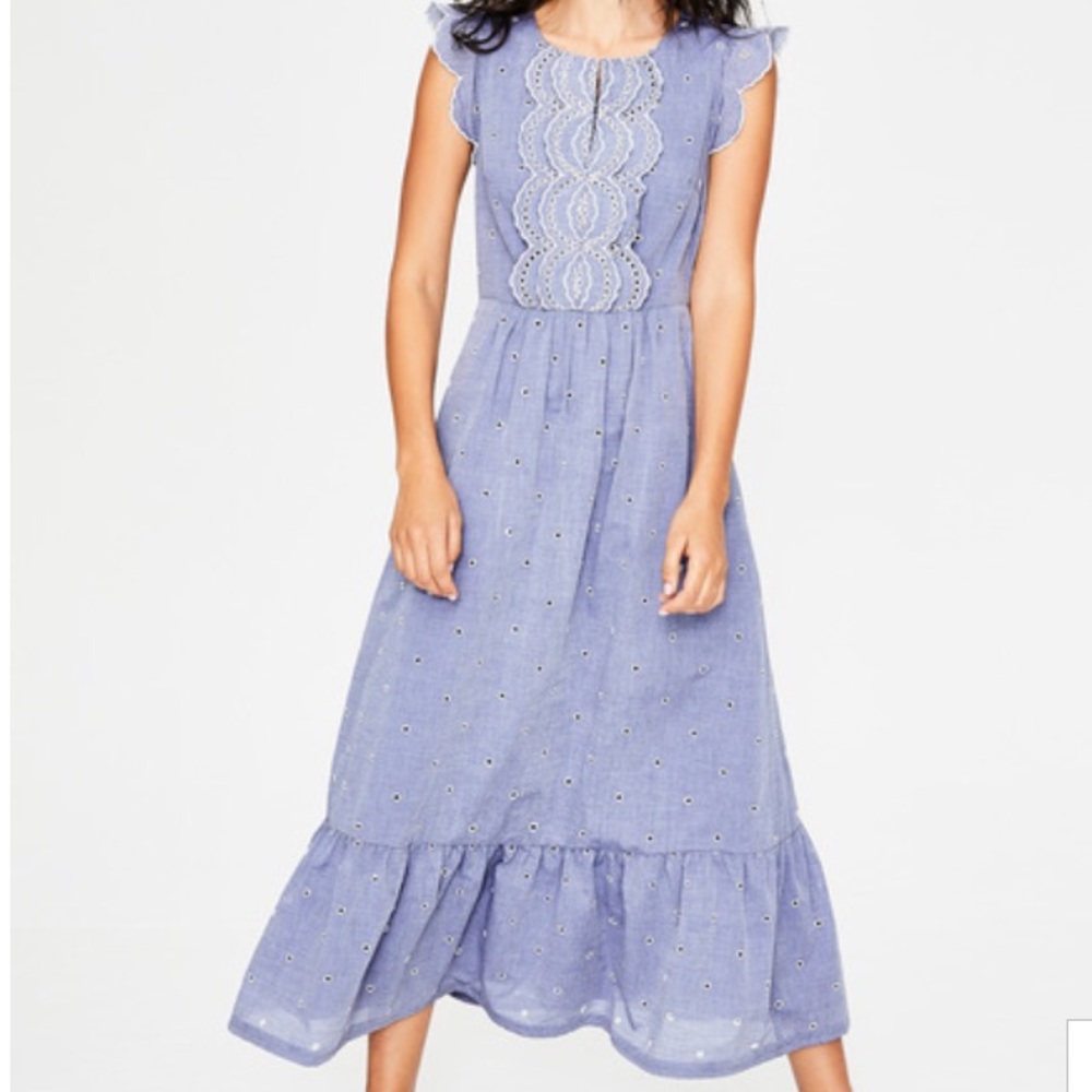 Boden Chambray Dress-Lucinda Broderie